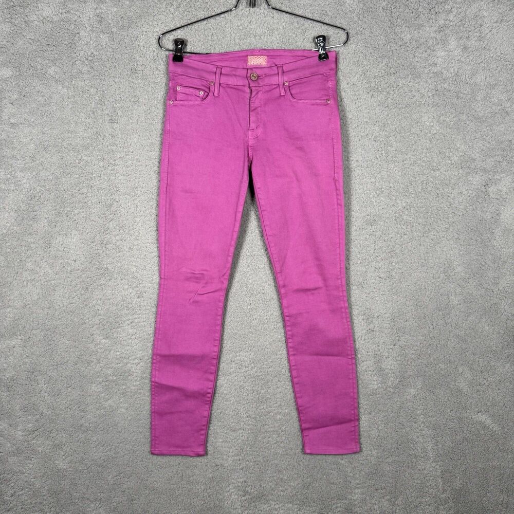Mother The Looker Jeans 26  Games Girls Play Dye Atomic Pink Skinny Leg